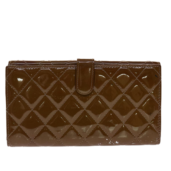 CHANEL Matelasse Wallet Patent Leather Brown CC Auth yk7893 - Picture 3 of 16